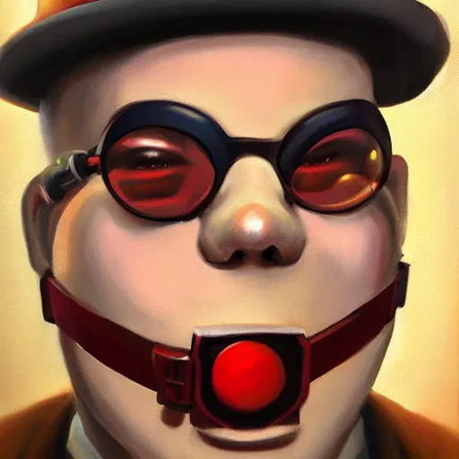 Image similar to pyro from team fortress 2, portrait, oil painting, high detail