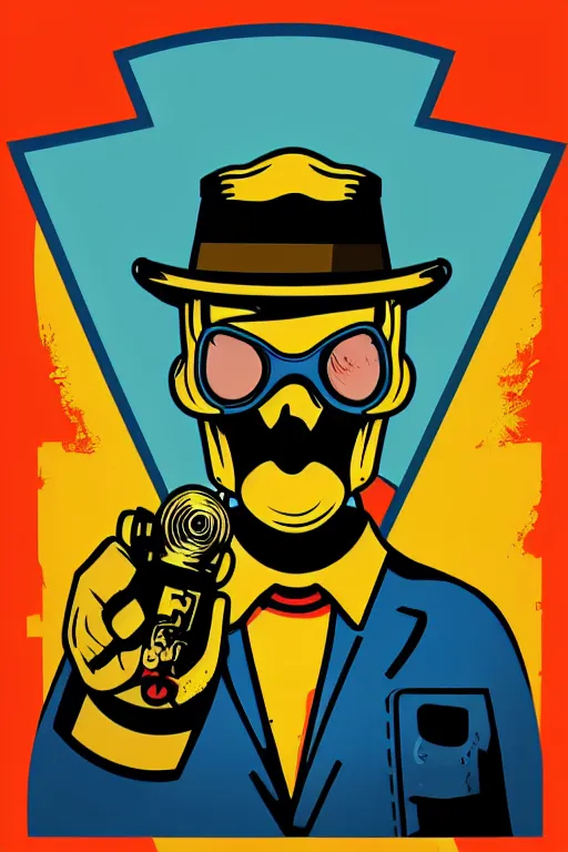 Image similar to fallout 7 6 retro futurist illustration art by butcher billy, sticker, colorful, illustration, highly detailed, simple, smooth and clean vector curves, no jagged lines, vector art, smooth andy warhol style