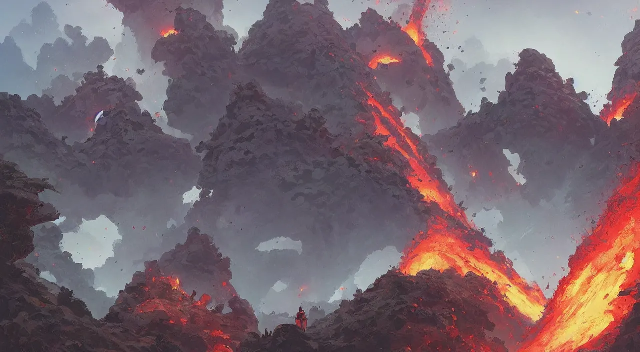 Image similar to volcanic biome, by studio ghibli and greg rutkowski,