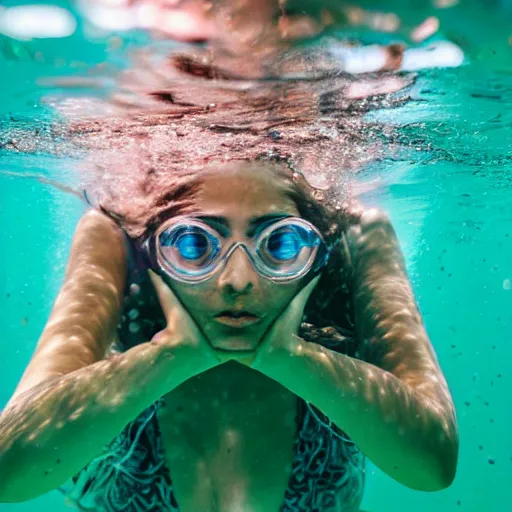 Prompt: an 8k hi res extremely detailed photo of woman underwater