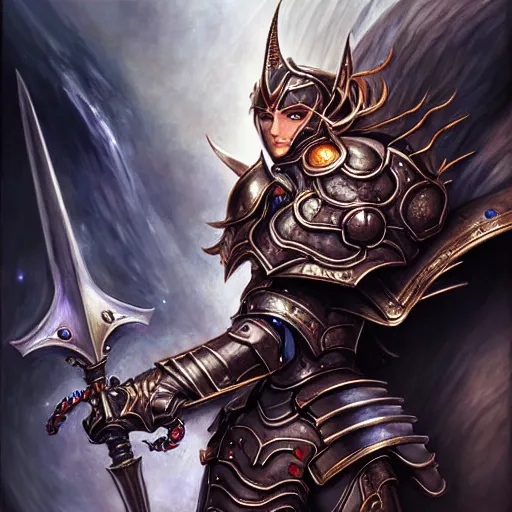 Image similar to a meoguard humanmale paladin!!, fantasy, dungeons and dragons, an ultrafine detailed painting by ayami kojima, cgsociety, fantasy, anime digital art, lovecraftian, cosmic horror, detailed painting