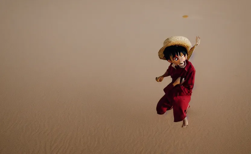 Image similar to a luffy in sand dunes, photography