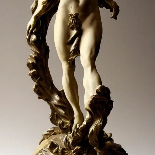 Image similar to goat of mendes rococo statue, highly detailed masterwork, hyperrealistic, beautiful lighting,