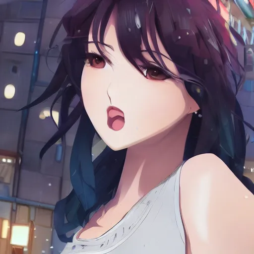 a very beautiful anime girl, mouth open, side profile, Stable Diffusion