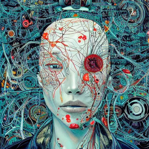 Prompt: the inside of an AI mind by James Jean