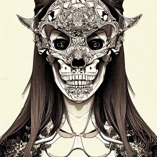 Image similar to anime manga skull portrait young woman ape monkey skeleton, intricate, elegant, highly detailed, digital art, ffffound, art by JC Leyendecker and sachin teng