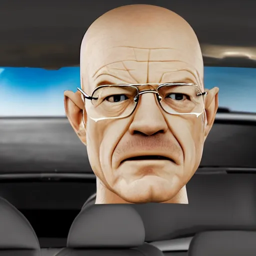 Prompt: a car which looks like walter whites head, high def, 8 k hd, realistic, highly detailed,