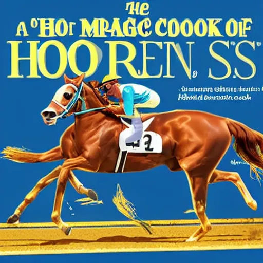 Prompt: a magic book with all the secrets of horse race handicapping