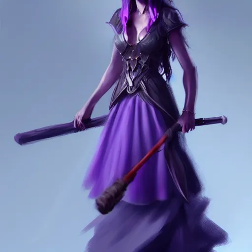 Image similar to a woman in a purple dress holding a staff, concept art by an zhengwen, artstation contest winner, fantasy art, dark and mysterious, artstation hd, concept art