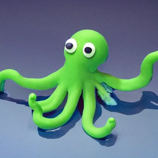 Prompt: an octopus claymation in the style of aardman, slightly wiggly