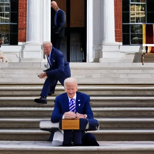 Image similar to Joe Biden falling down the steps