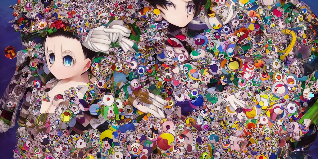 Image similar to an anime worm girl, beautiful shadowing, 3 d shadowing, reflective surfaces, illustrated completely, 8 k beautifully detailed pencil illustration, extremely hyper - detailed pencil illustration, intricate, epic composition, very very kawaii, masterpiece, bold complimentary colors. stunning masterfully painted by takashi murakami