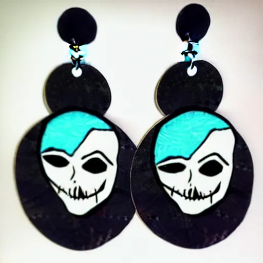 Image similar to 2 d earrings in the style of tim burton