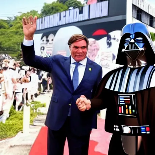 Image similar to Bolsonaro with Darth Vader Clothes