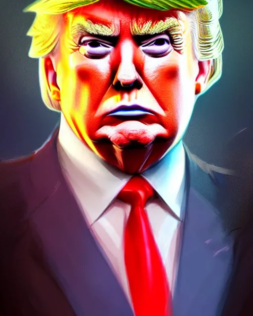 Image similar to character concept art of donald trump as poseidon | cute - fine face, pretty face, realistic shaded perfect face, fine details by stanley artgerm lau, wlop, rossdraws, james jean, andrei riabovitchev, marc simonetti, and sakimichan, tranding on artstation