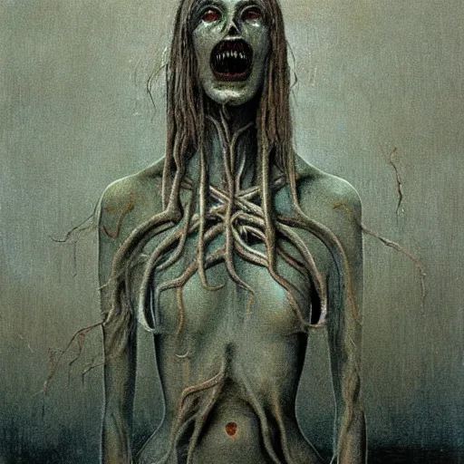 Prompt: Eldritch horror mother, painted by beksinski