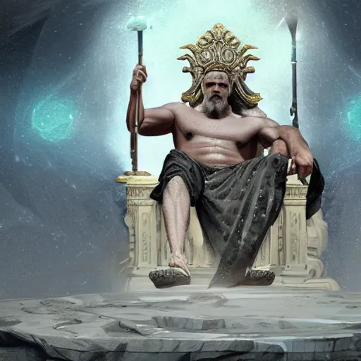 Image similar to Digital painting of Zeus on a throne, hyperdetailed, artstation, cgsociety, 8k