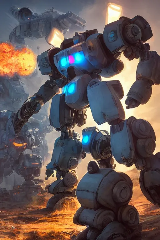 Image similar to mechwarrior 5 : mercenaries mech megaman transformer robot boss tank engine game octane render, 4 k, hd 2 0 2 2 3 d cgi rtx hdr style chrome reflexion glow fanart, global illumination ray tracing hdr fanart arstation by ian pesty by jesper ejsing pixar and disney unreal zbrush central hardmesh