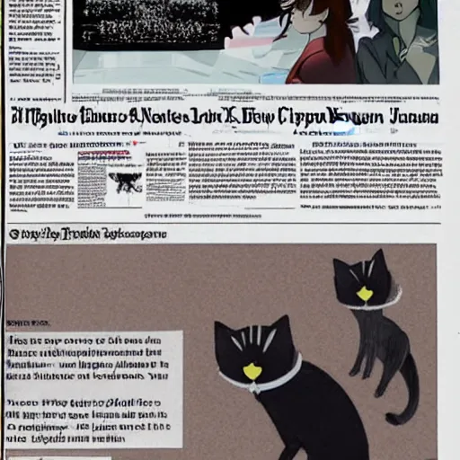 Prompt: the new york times newspaper talking about catgirls are living as spies for japan, photo copy, scanned from printer.