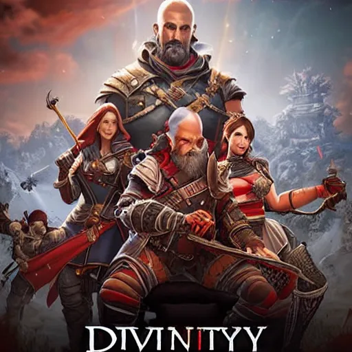 Image similar to divinity original sin 2 movie poster, high detail, divinity, d i v i n i t y, d - i - v - i - n - i - t - y