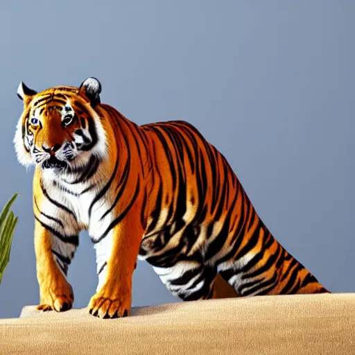 Prompt: an anthropomorphic tiger,