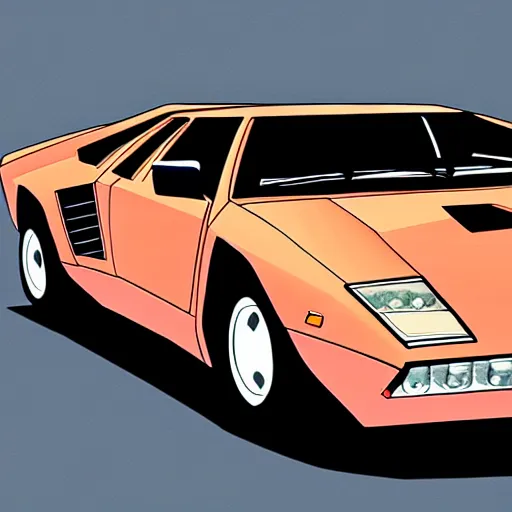 Image similar to Lamborghini Countach, cartoonish, cartoon,