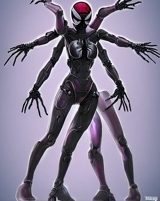 Prompt: spiderlike woman with six cybernetic arms, trending on artstation