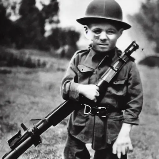 Image similar to old wartime photograph of the despicable me minion holding a lewis gun, 1 9 1 7