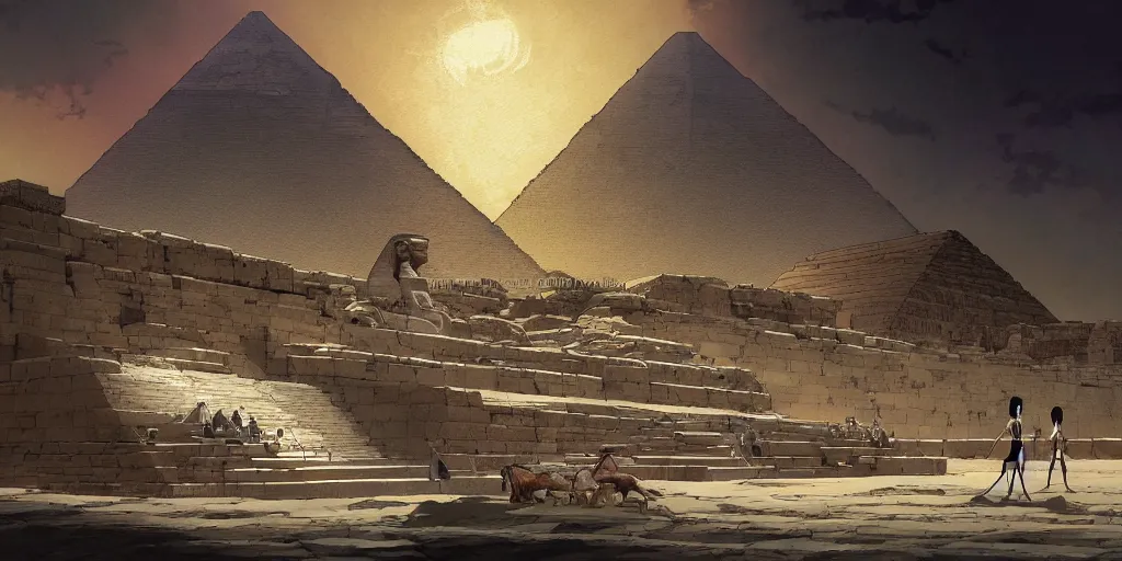 Prompt: ancient egypt, illustration by Makoto Shinkai