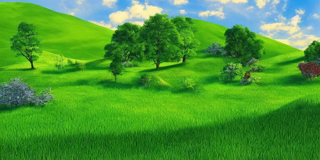 Image similar to idyllic beautiful green pasture, detailed, intricate, masterpiece, 8k resolution,