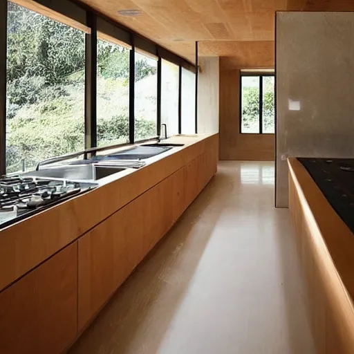 Image similar to “extravagant luxury modern kitchen, interior design, natural materials, modern rustic, by Tadao Ando and Koichi Takada and Hasimoto Yukio”