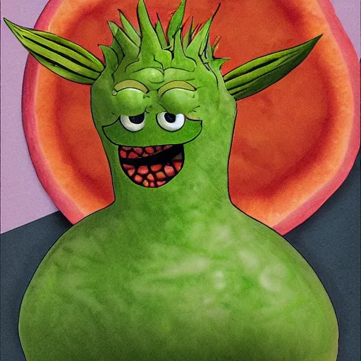 Prompt: Cantaloupe monster, by erol otus