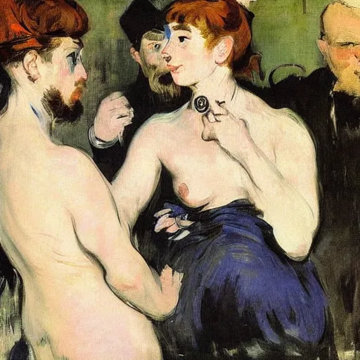 Prompt: cyborgs by edouard manet