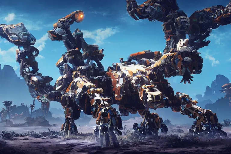 Image similar to shell - walker machine mecha animal beast robot of horizon forbidden west horizon zero dawn bioluminiscence global illumination ray tracing hdr fanart arstation by sung choi and eric pfeiffer and gabriel garza and casper konefal