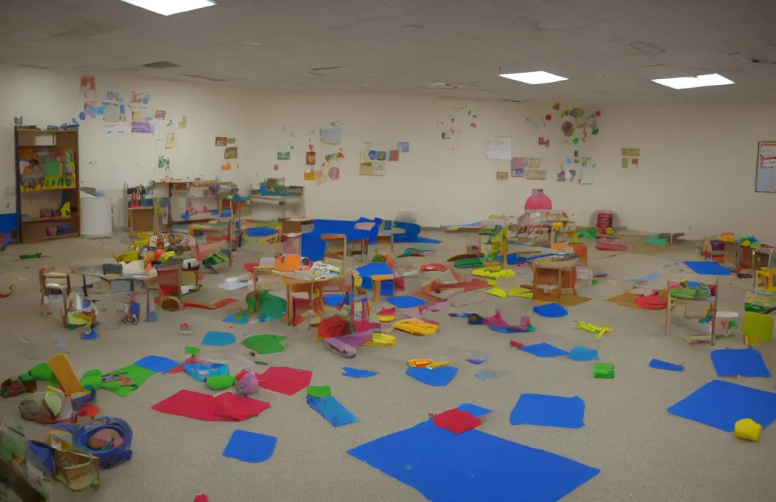 Image similar to an empty daycare at night