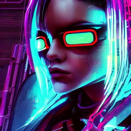 Prompt: “high detail picture of a Cyberpunk girl, digital art, concept art, neon colors, high contrast, sharp focus, hiperrealist, photorealist, Artstation trending, DeviantArt, cybernetics, techwear, urban samurai, netrunner, Shadowrun, Cyberpunk 2077, Deus Ex”