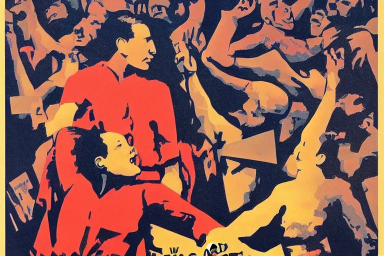 Image similar to we are as gods - soviet propaganda poster