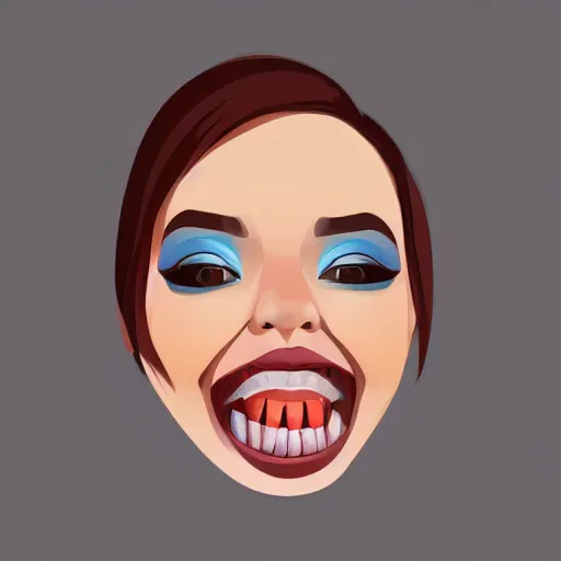 Prompt: teeth clenching bottom lip, in the style of ceyda cengiz, illustration, vector art, clean lines, clip art, on white background, pinterest, artstation, deviantart