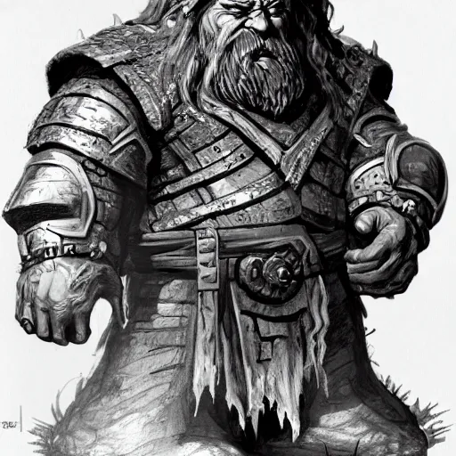 Prompt: a concept art of a angry dwarf from Disciples 2, heavy armor, intricate, detailed, award winning, fantasy, style of Frank Frazetta, concept art, trending on artstation, Dungeon and Dragons