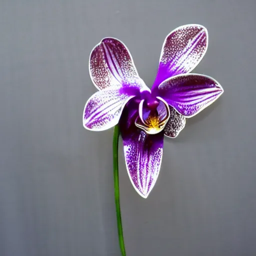 Prompt: metal orchid flower, futuristic reflective, shiny, high detail