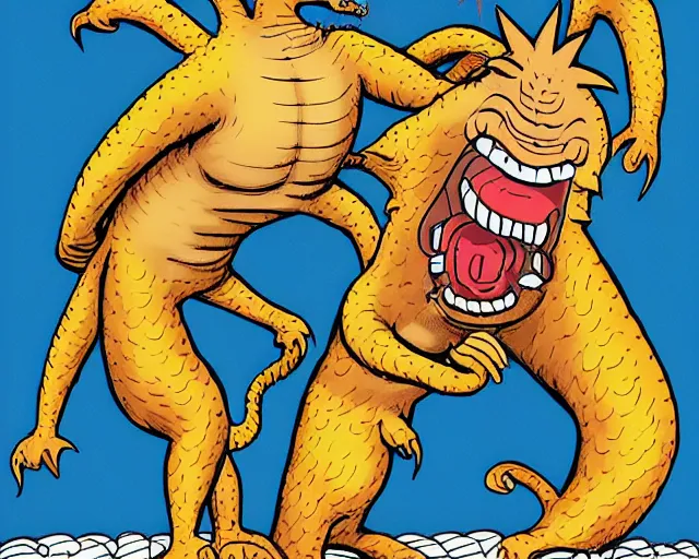 Prompt: beavis and butthead kaiju fight by mike judge