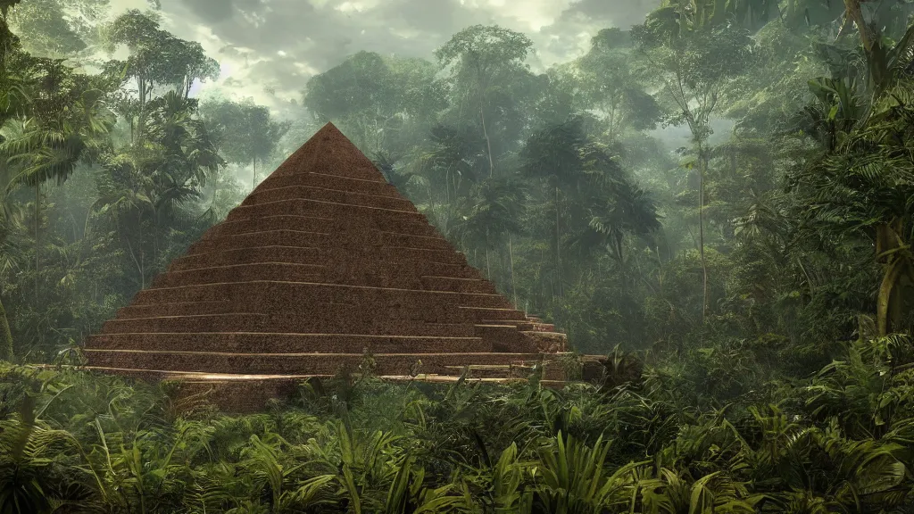 Prompt: A hidden pyramid found in the jungles of Congo very very very beautiful scenery, hd, hdr, ue5, ue6, unreal engine 5, cinematic 4k wallpaper, 8k, ultra detailed, high resolution, artstation, award winning