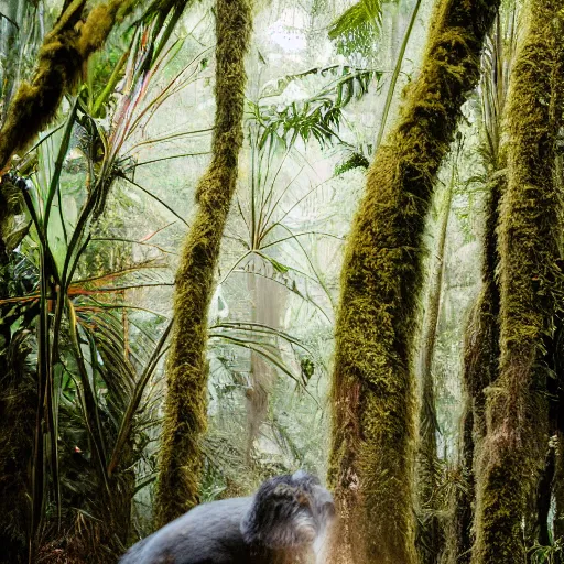 Prompt: chrome blob in rainforest, canon eos r 3, f / 1. 4, iso 2 0 0, 1 / 1 6 0 s, 8 k, raw, unedited, symmetrical balance, in - frame