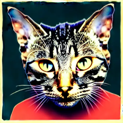 Image similar to junkyard cat mixed with donald rumsfeld