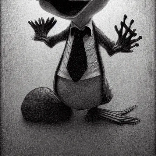 Image similar to michael karcz grunge drawing of donald duck. , in the style of corpse bride, loony toons style, horror themed, detailed, elegant, intricate, trending on artstation, 4k