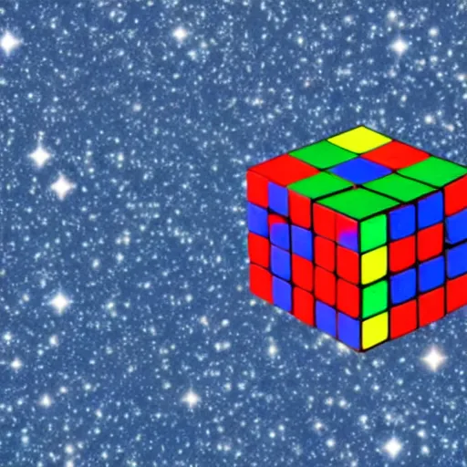 Prompt: A rubiks cube, having galaxies on its surface