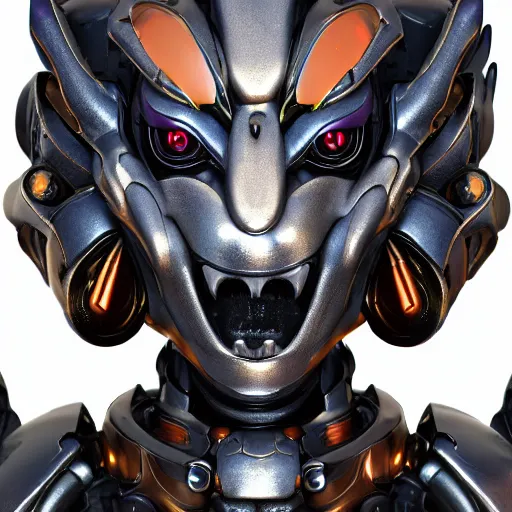 Image similar to a highly detailed close-up bust, of an awe-inspiring beautiful cute humanoid anthropomorphic robotic mecha female dragon, with smooth and streamlined armor, standing and posing elegantly in front of the camera, well detailed head with two LED eyes, sharp teeth, two arms, digital art, artstation, DeviantArt, professional, octane render, sunset lighting