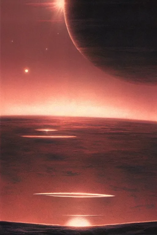 Image similar to emissary space by arthur haas and bruce pennington and john schoenherr, photo realism, cinematic matte painting, geodome, monochrome color palate, pink sunset,