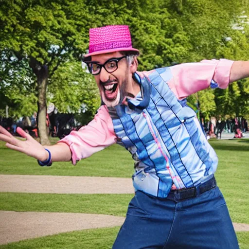 Image similar to photograph of blippi dancing in the park