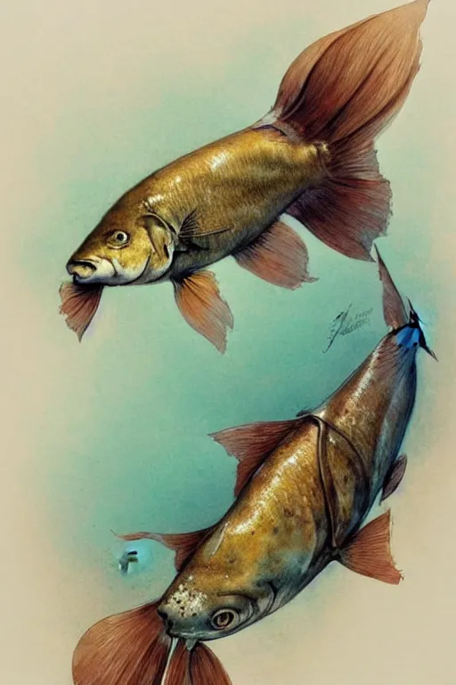 Prompt: ( ( ( ( ( anthropomorph fish. muted colors. ) ) ) ) ) by jean - baptiste monge!!!!!!!!!!!!!!!!!!!!!!!!!!!